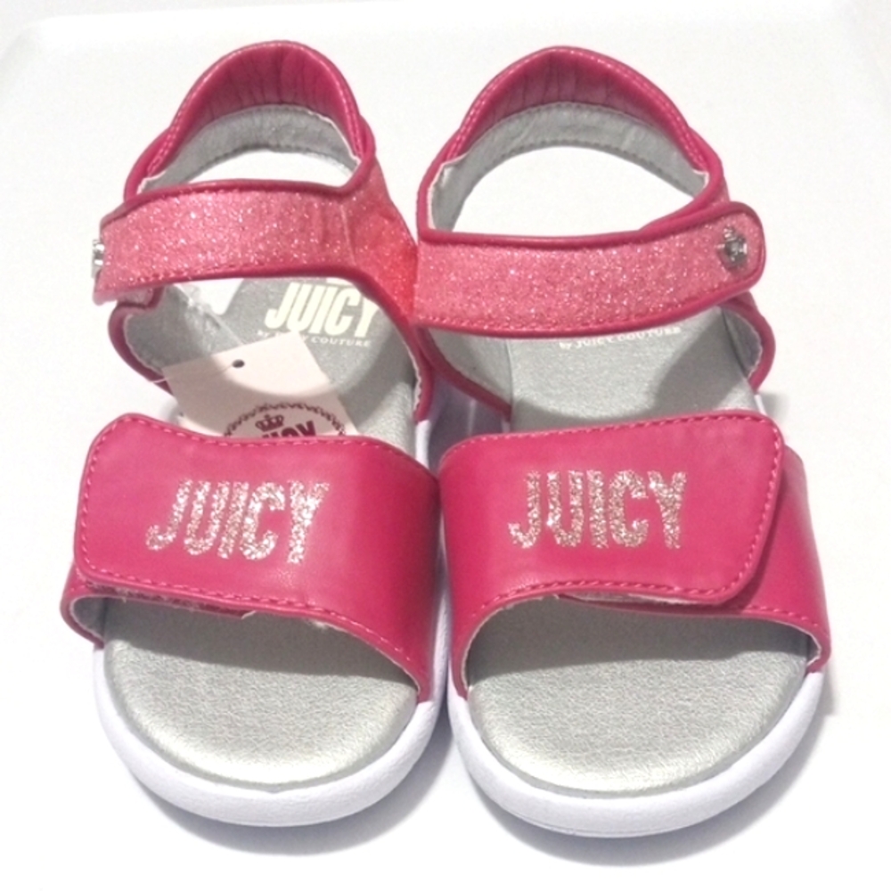 JUICY COUTURE GIRLS PINK OPEN TOE SPARKLE SANDALS SIZE 8-TODDLER NWT